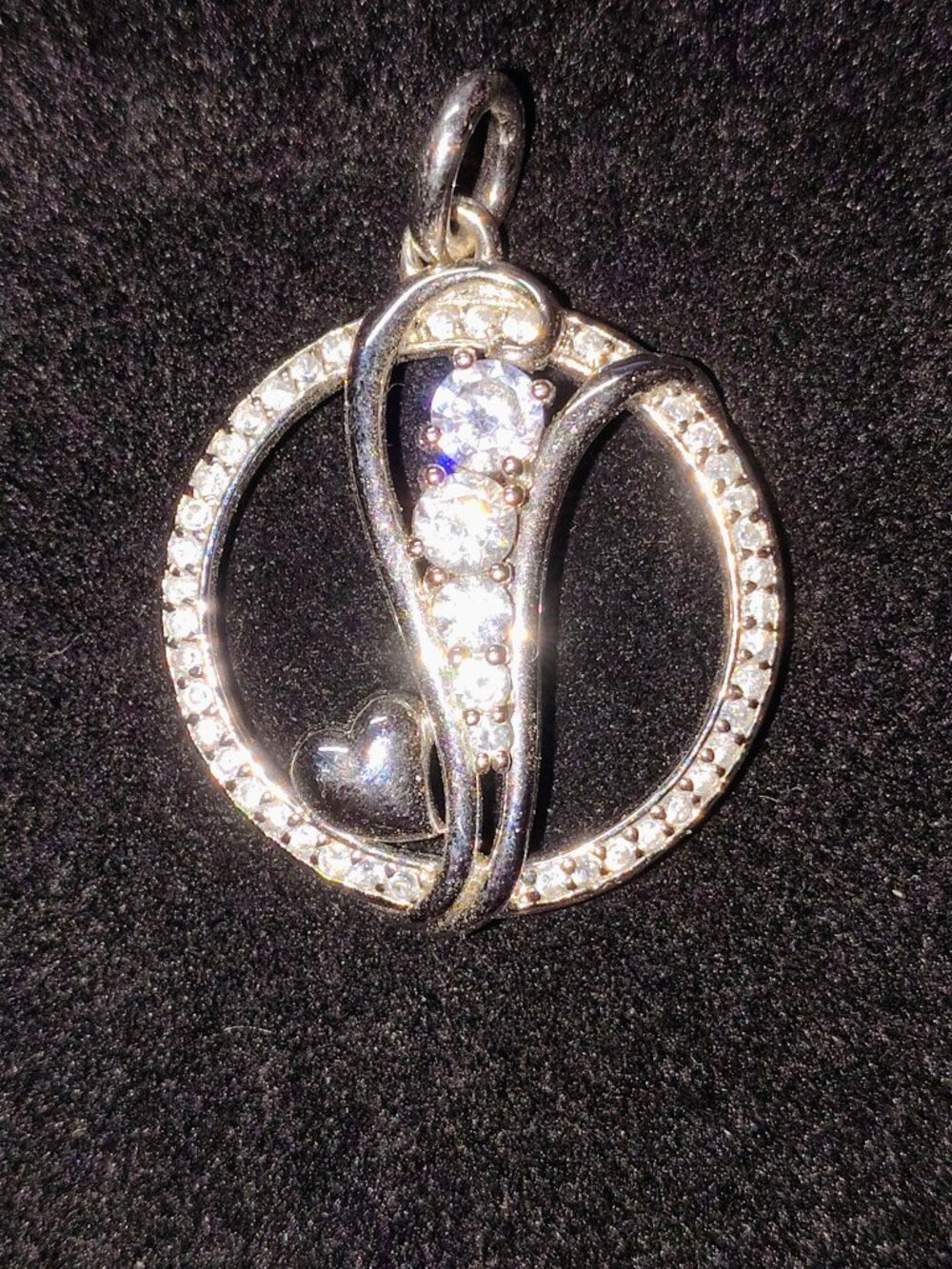 Sterling Silver “Circle of Love” Family Pendant w/ CZ Accents & Heart